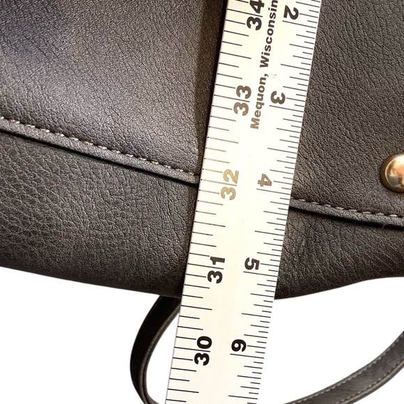 Dasein Vegan Leather Tote Satchel Handbag Colorblock Briefcase Dark Gray & Tan - Picture 12 of 16